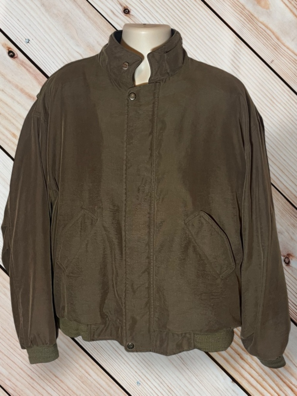 Gant Men's Olive Green Zip-Front Aviator Bomber Jacket Size XL